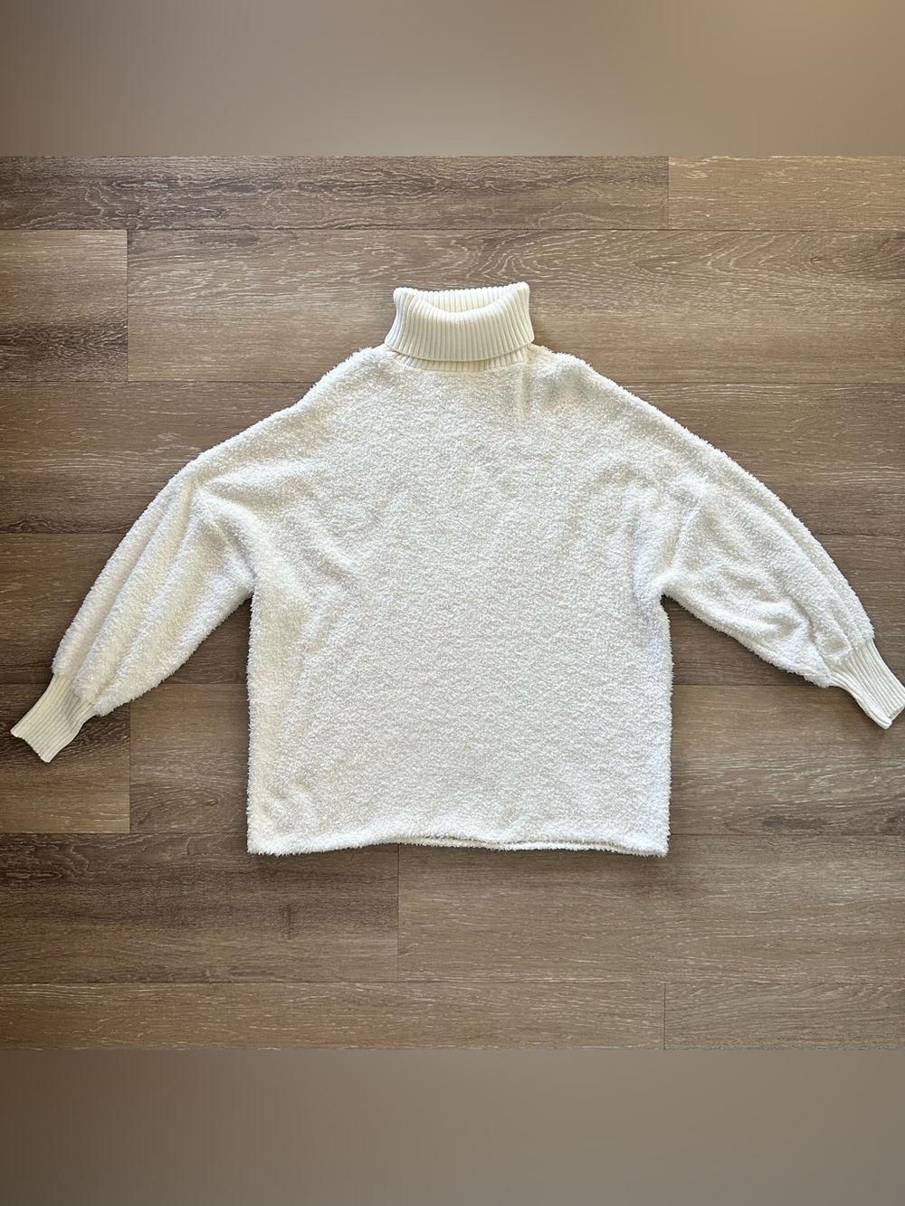 Altar'd State Oversized Cream Turtleneck Cuffed Sweater